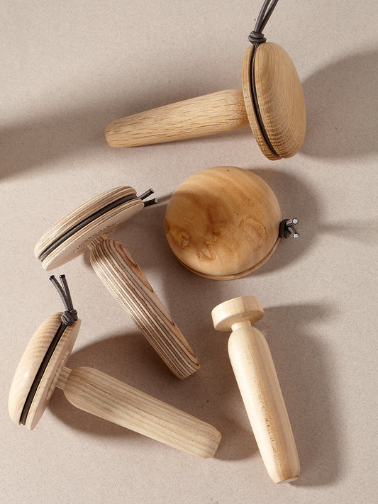 wooden darning mushrooms for darning and visible mending made by slow stitch club