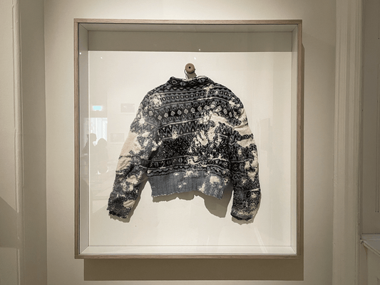 visibly mended darned jumper by celia pym at eternally yours somerset house