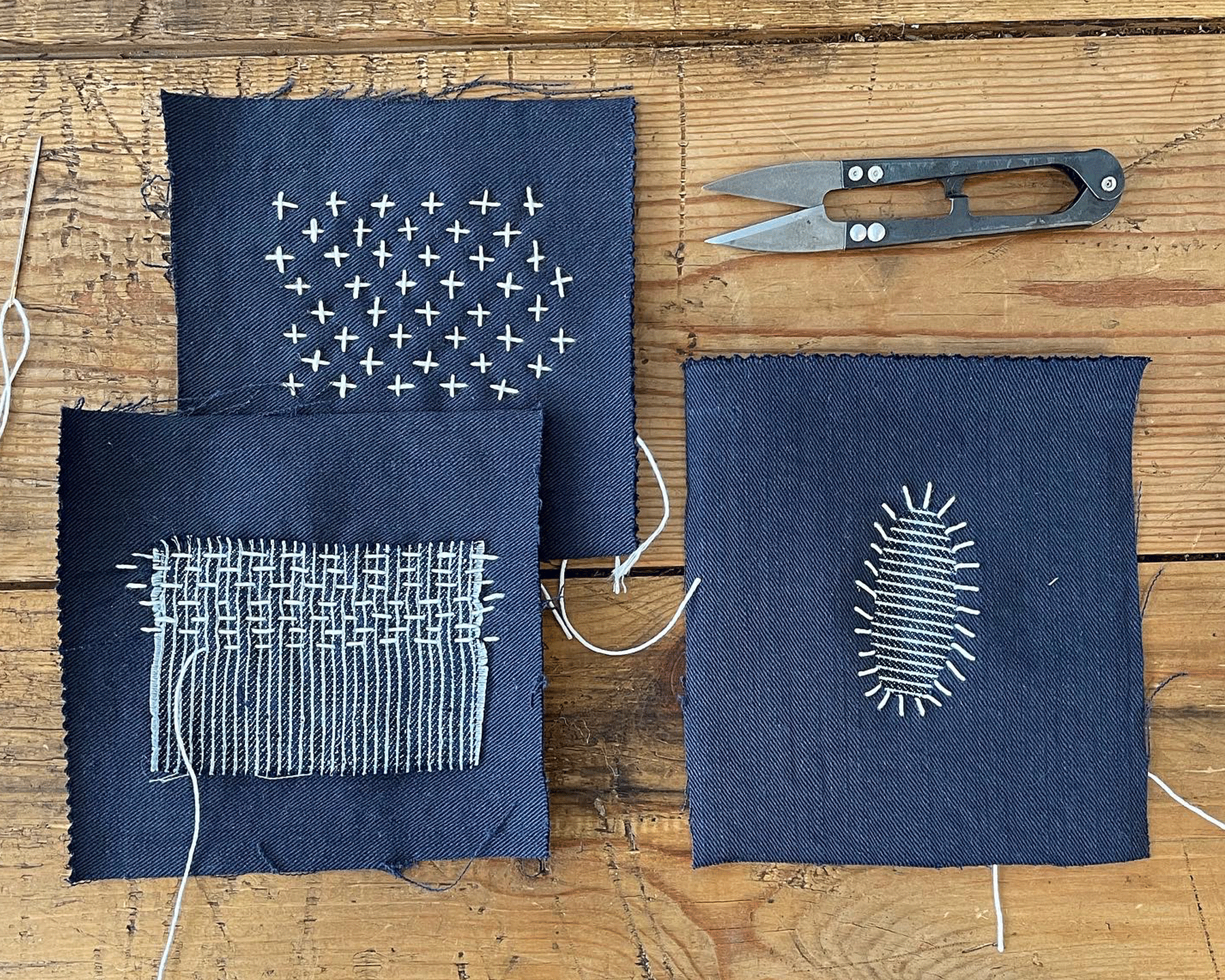 Slow stitching all afternoon 😎 #slowstitching #sashiko #borostyle  #textilesart #textiles