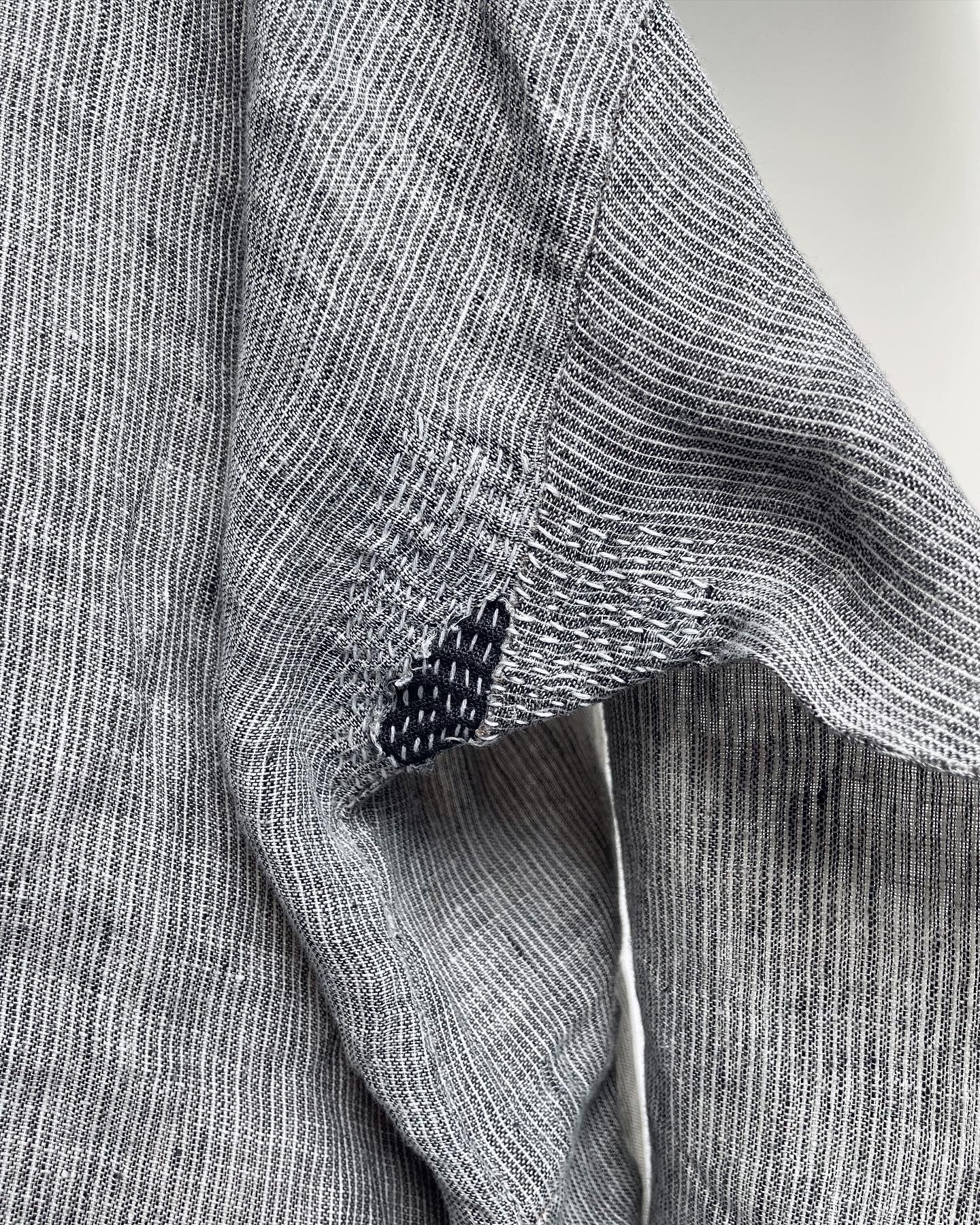 sashiko to repair woven shirt visible mending