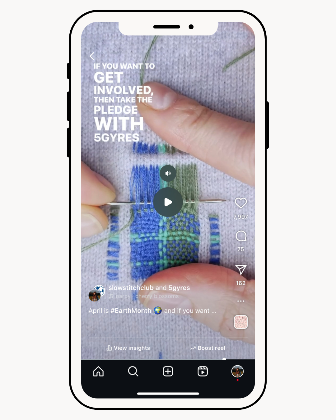slow stitch club and 5 gyres earth month collaboration on instagram