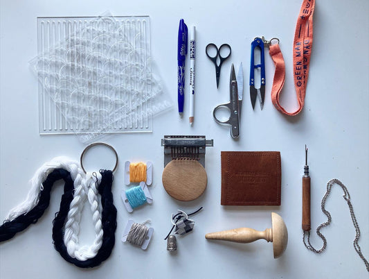 visible mending tools by slow stitch club