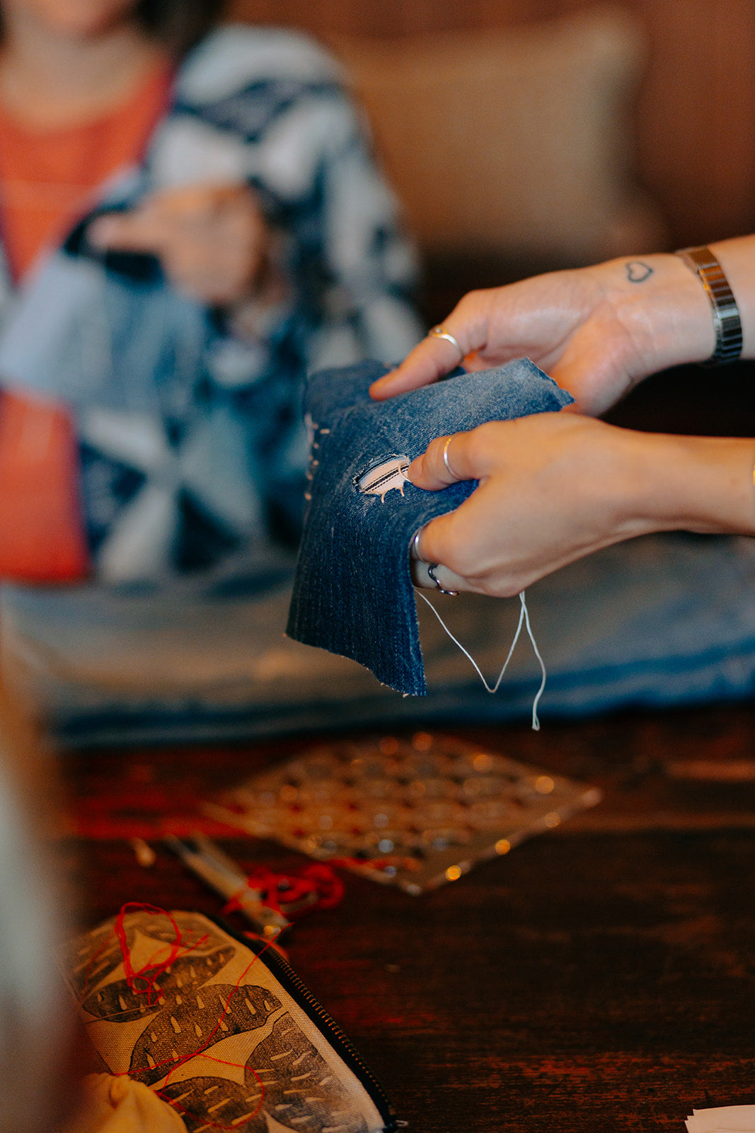Introduction to visible mending with sashiko @ Millie Moon, Frome