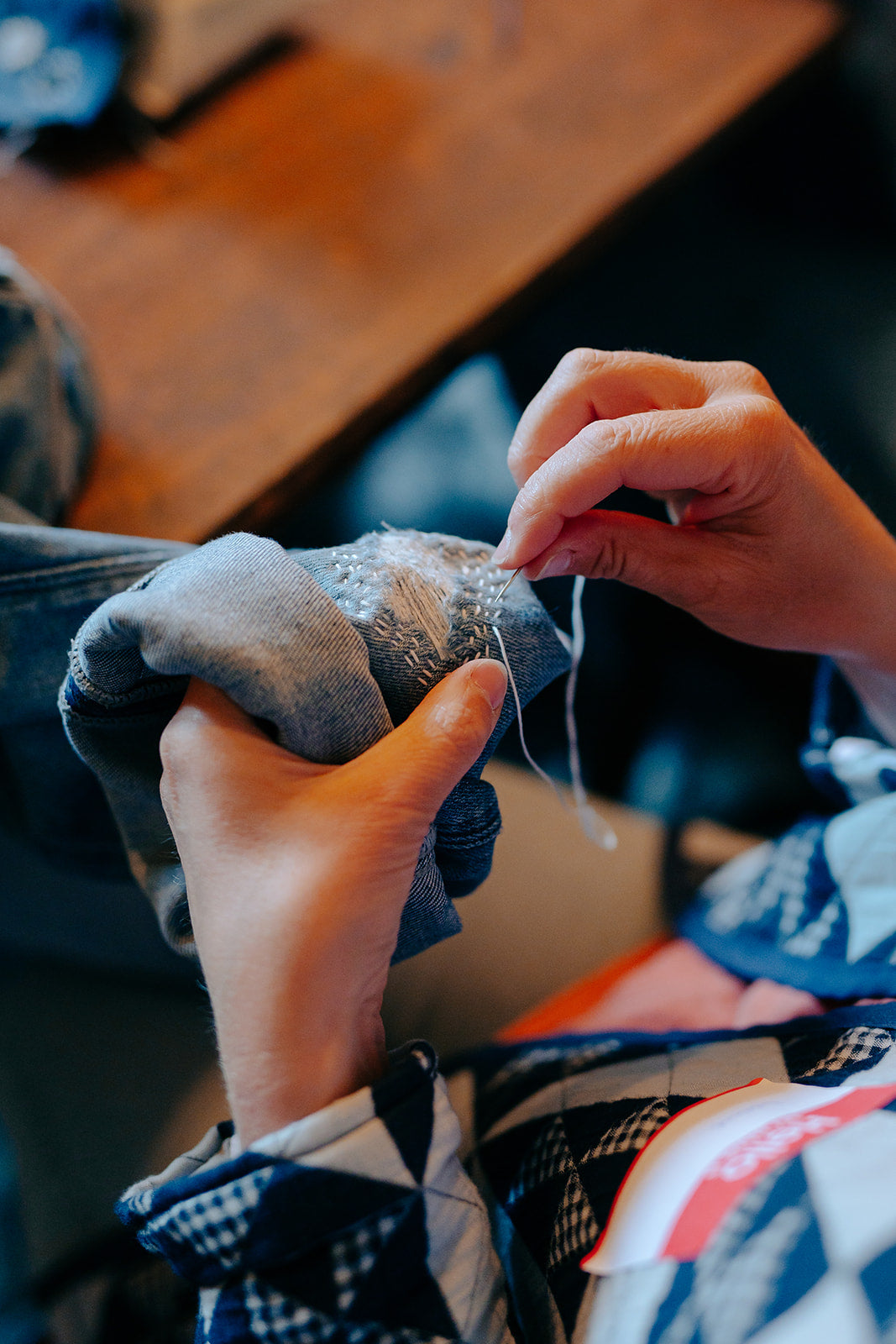 Introduction to visible mending with sashiko @ Millie Moon, Frome