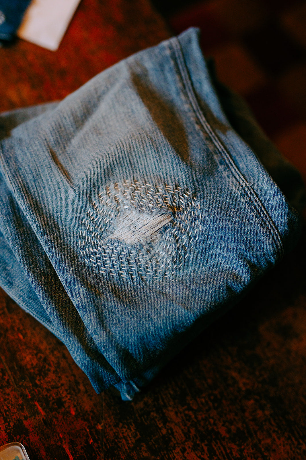 Introduction to visible mending with sashiko @ Millie Moon, Frome