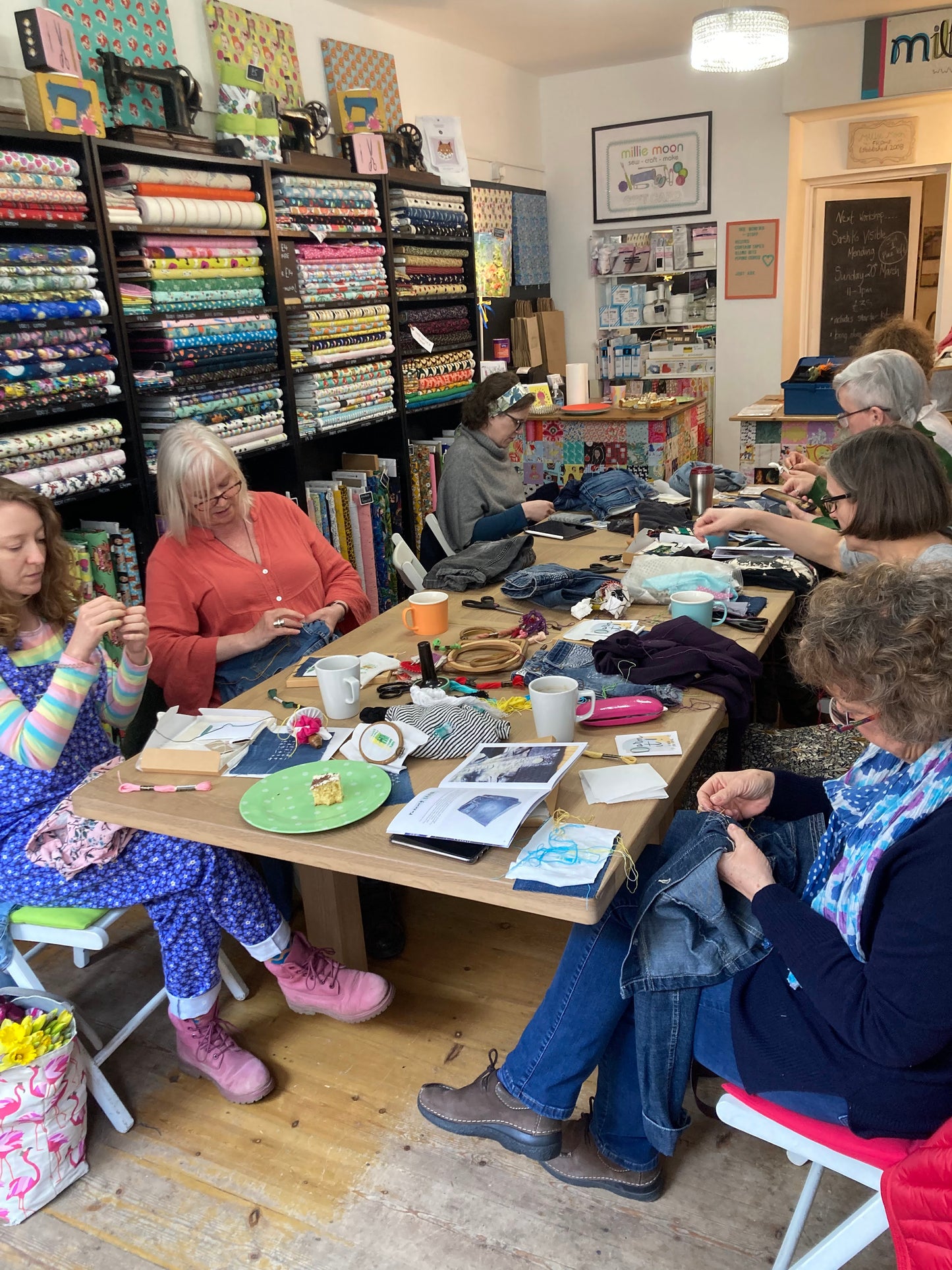 darning visible mending workshop at millie moon in frome, somerset