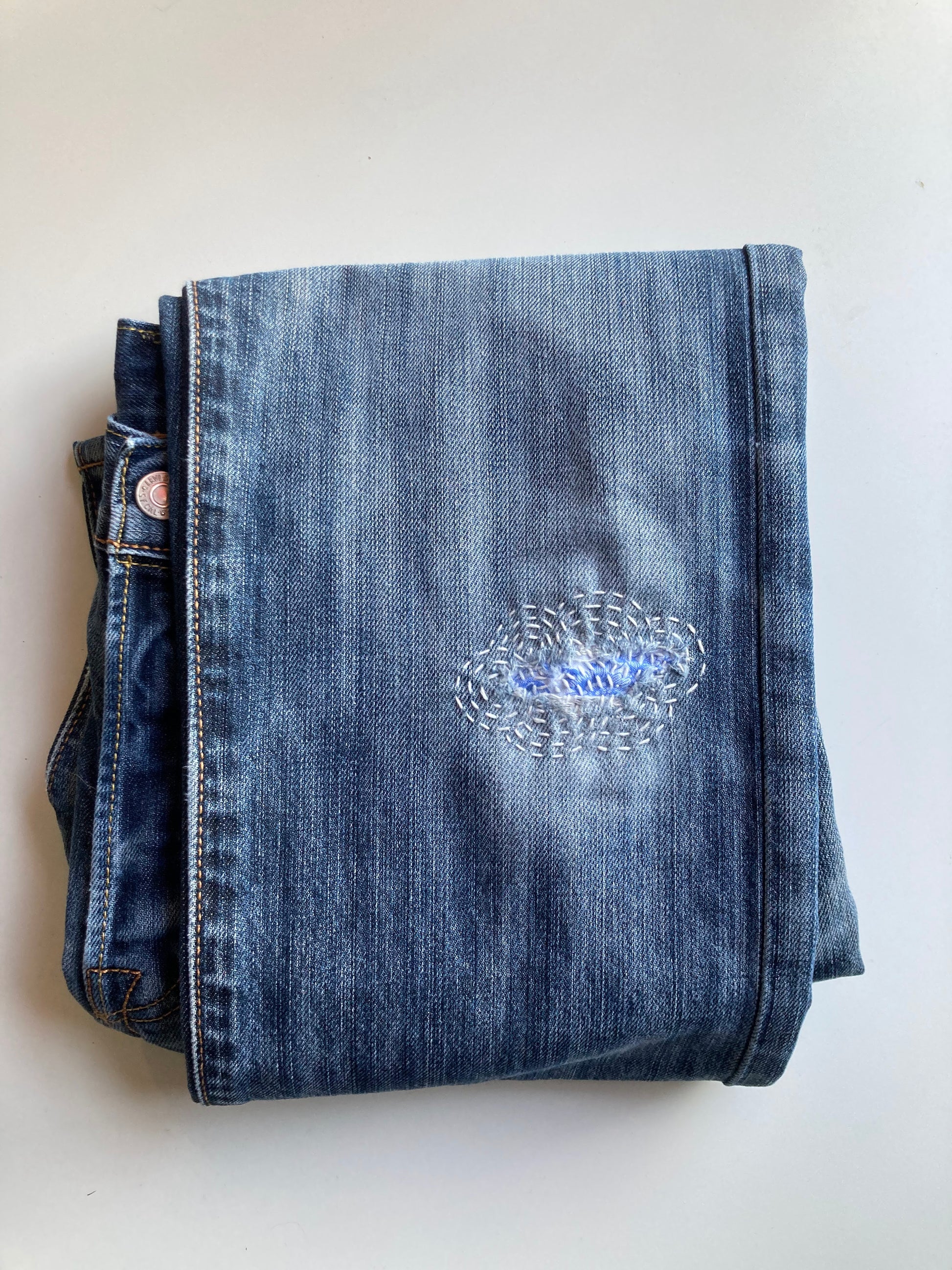 visible mending denim repair