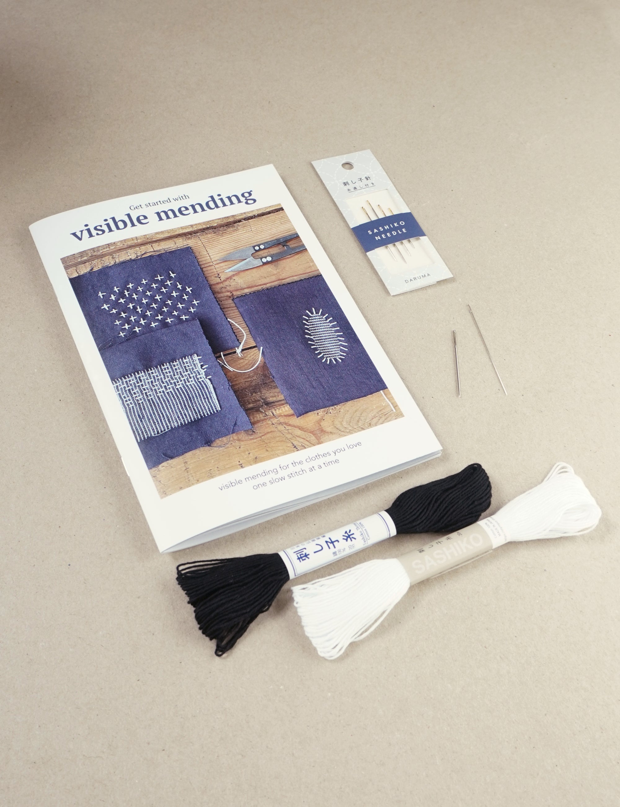 visible mending kit for sashiko stitching darning and clothing repair ...