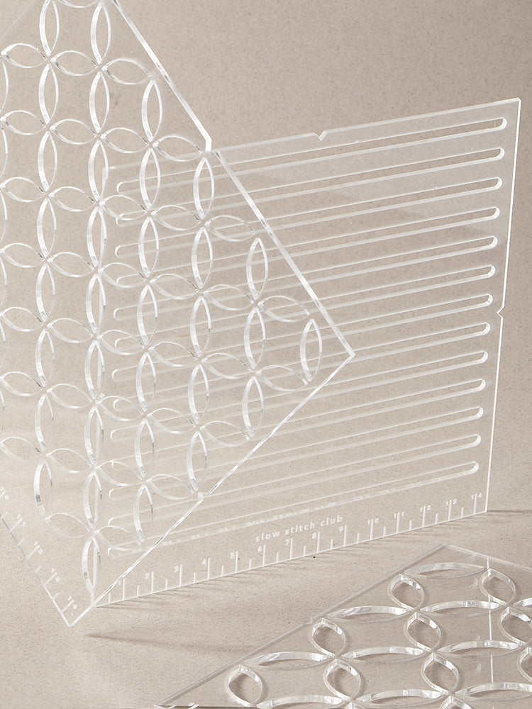 set of three acrylic stitching templates for sashiko stitching and ...