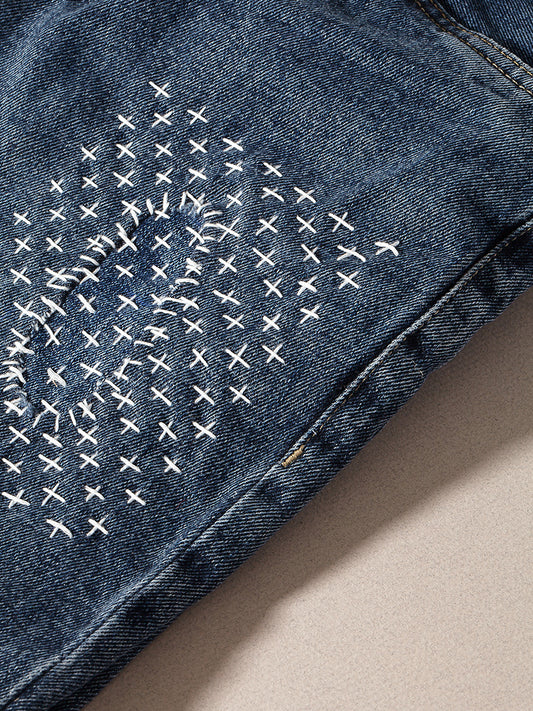visible mending on denim workshop in frome somerset